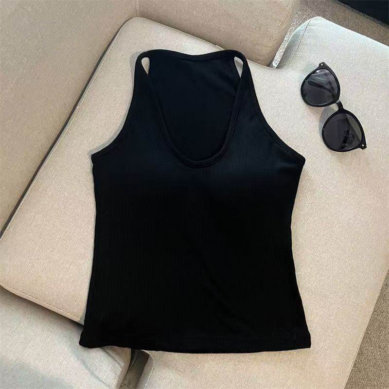 Hanging Neck Pure Want Beauty Back Solid Color Wrapped Chest Tube Top Bottoming Inner Fixed Cup - Velora