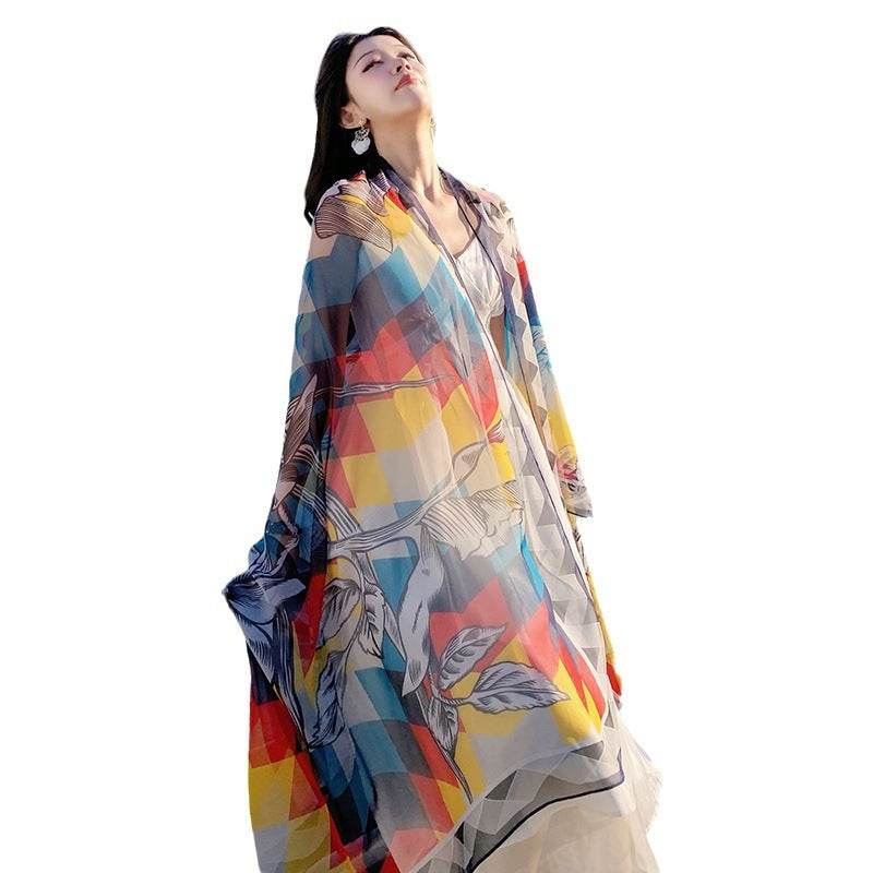 Beach Travel Long Outer Match Shawl - Velora