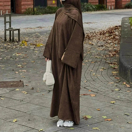 Autumn And Winter Casual Cardigan Abaya Dress for Arab Dubai Turkey Middle East Women