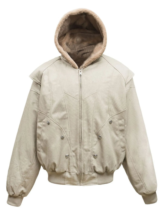 Men's Sherpa Lined Hooded Bomber Jacket - Velora