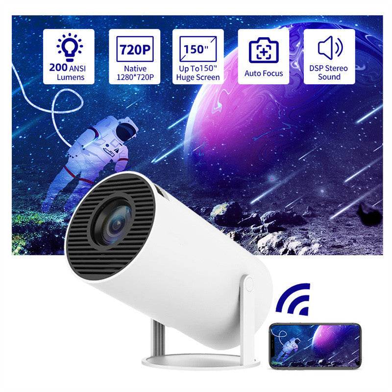 Portable Projector Small Straight Projector For Home Use 180 Degrees Projection Angle Automatic Focus Home Video Projector - Velora