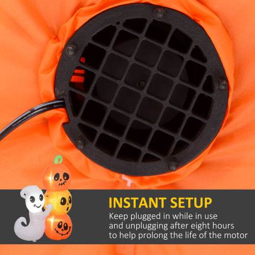 HOMCOM 5ft Inflatable Halloween Decoration Ghost And Pumpkin, Blow Up Outdoor LED Yard Display, Waterproof - Velora