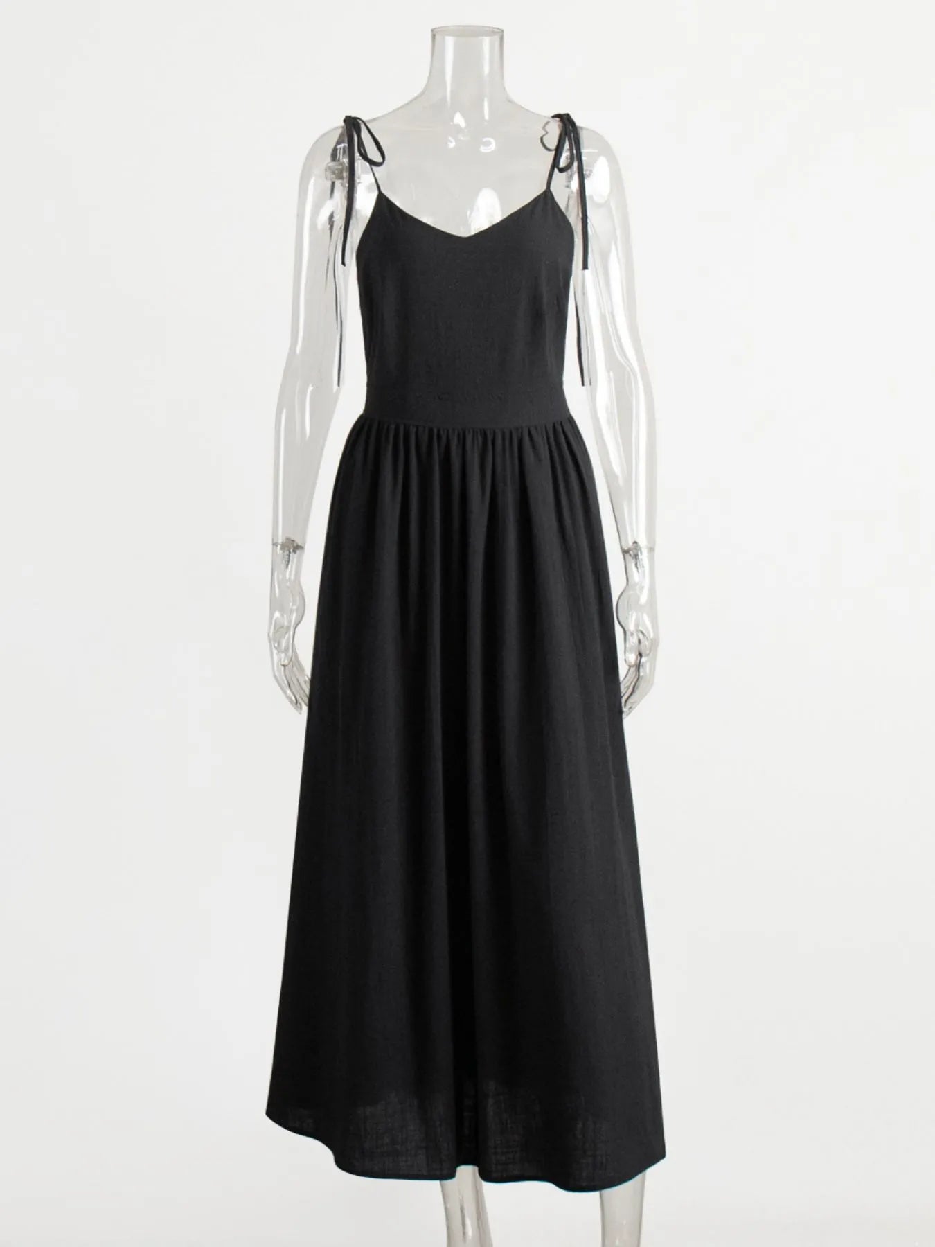 V-Neck Tie Shoulder Maxi Dress - Velora