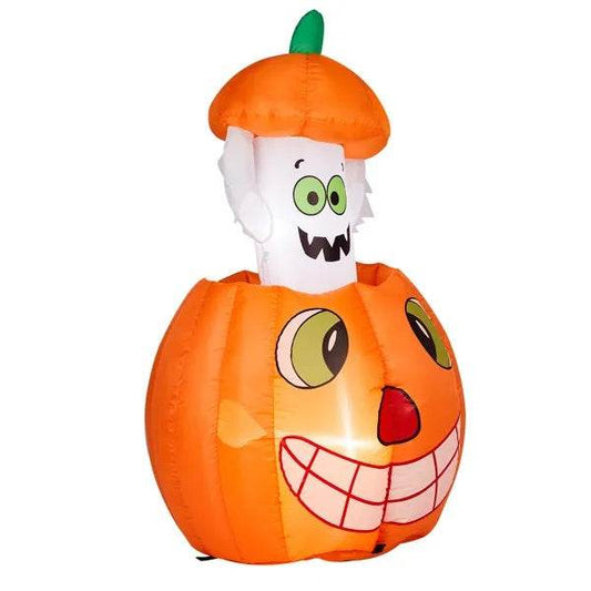 2.8 FT Halloween Inflatables Animated Pumpkin Ghost, Outdoor Decorations Blow Up Yard Decor With Built-in LEDs For Indoor Party Garden Lawn Decor - Velora