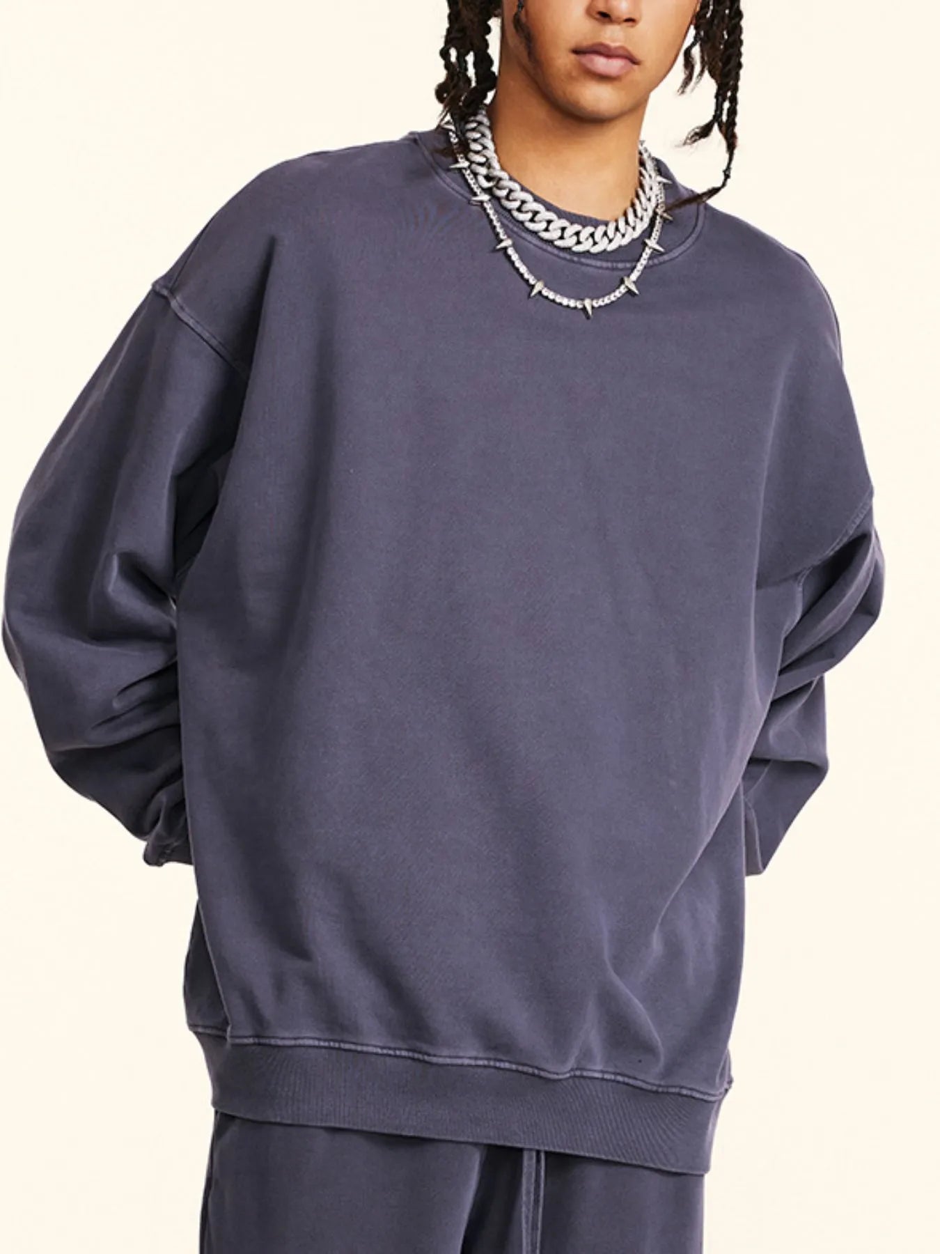 Men's Round Neck Drop Shoulder Sweatshirt - Velora