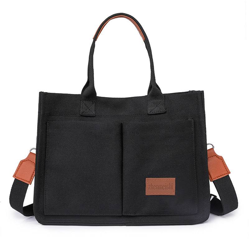 Casual Daily Canvas Tote Shoulder Bags Women Mommy Bag Large Capacity Messenger Multi Pocket Crossbody Chic Reusable Hand Bag - Velora