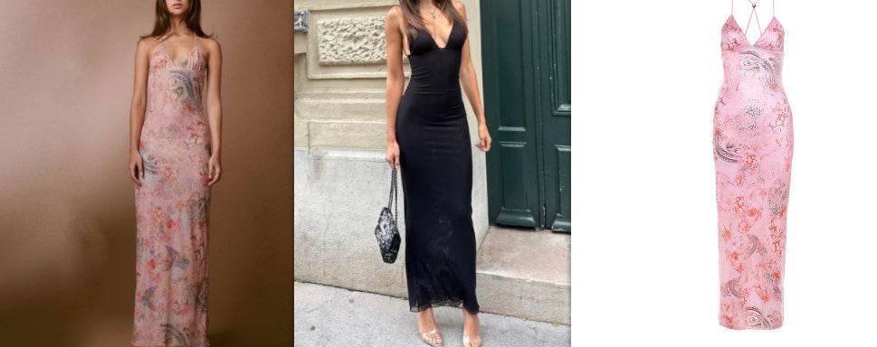 Halter neck Spaghetti Backless Butterfly Design Spring Summer long dress - Velora