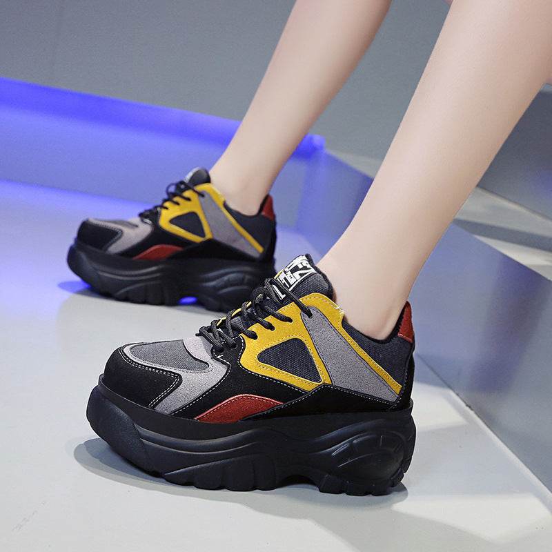Thick-soled Sponge Cake Heightening Sneakers - Velora