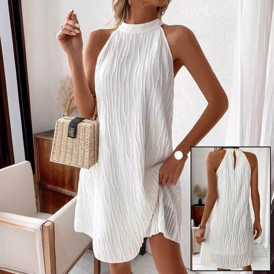 Fashion Dresses For Women Pure Color Halter Backless Dress - Velora