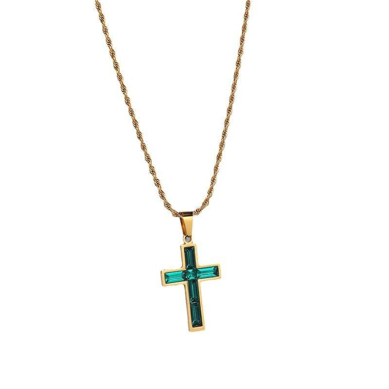Fashion Jewelry European And American Ing Style Diamond Cross Necklace Unique No Color Fading - Velora