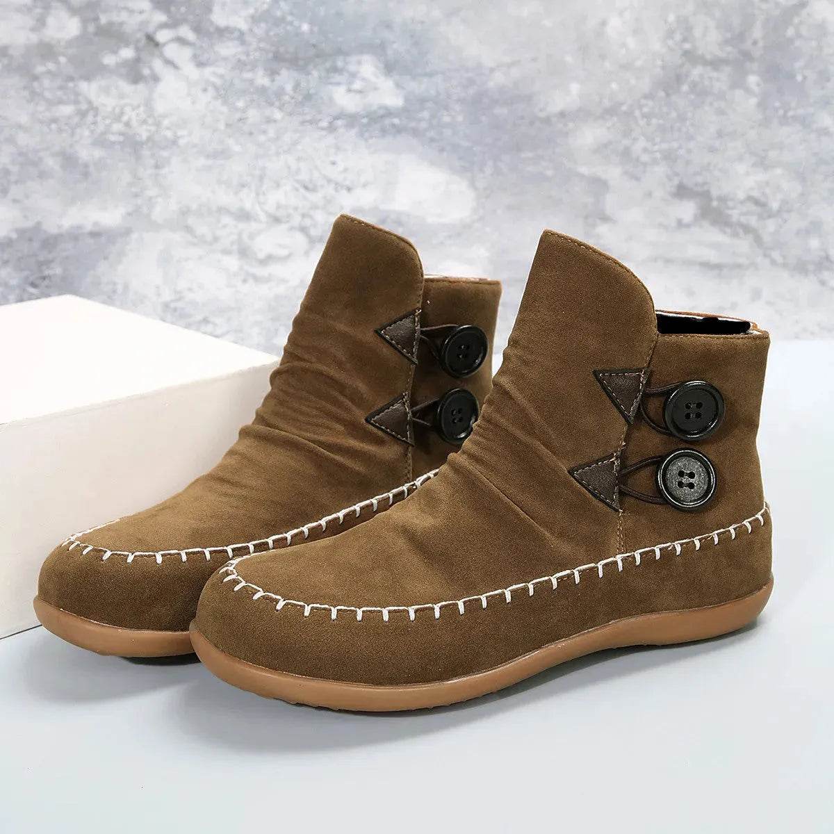 Button Design Ankle Boots For Women Autumn And Winter - Velora
