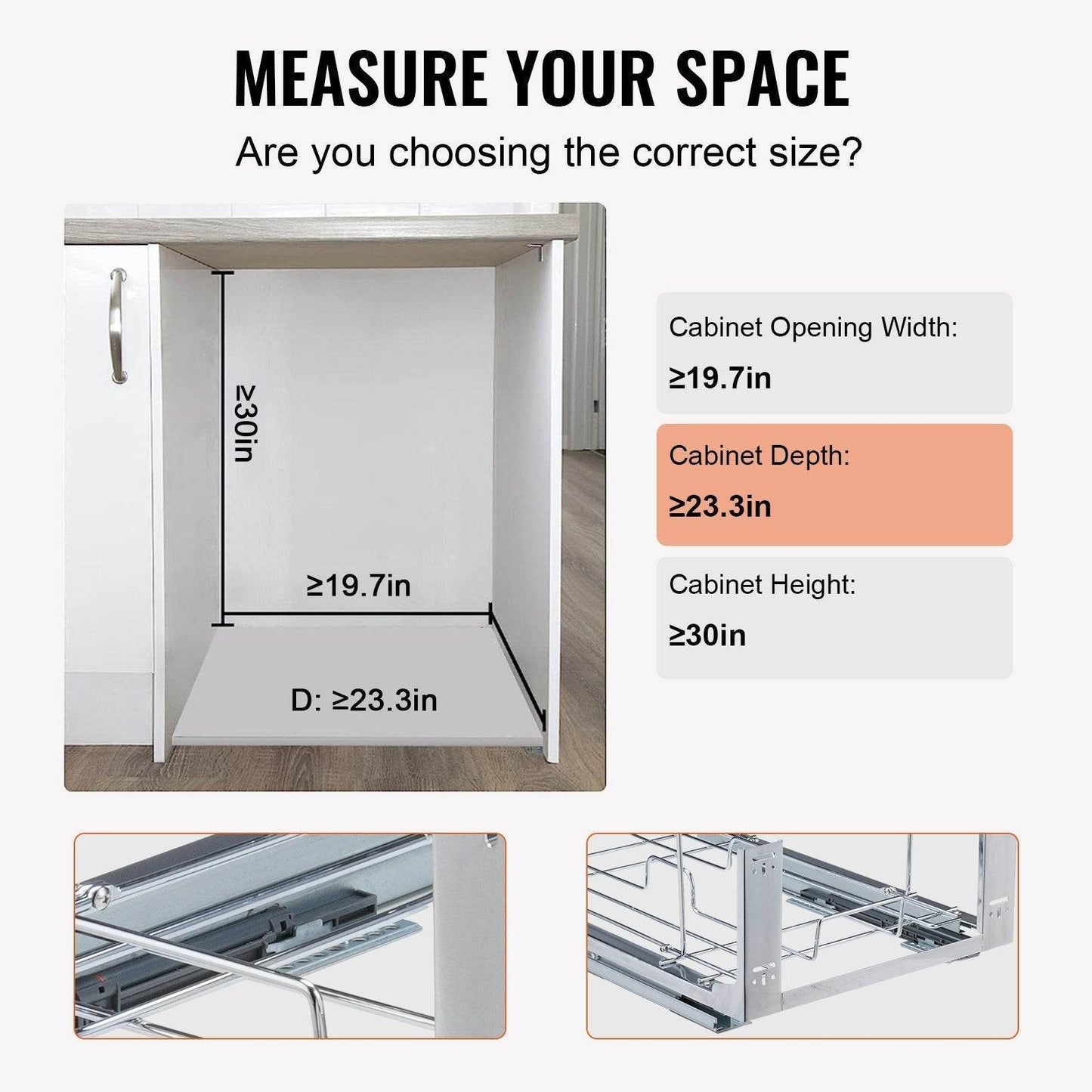 Pull-Out Trash Can, 35Lx2 Double Bins, Under Mount Kitchen Waste Container With Slide And Door Mounting Kit, 110 Lbs Load Capacity Heavy Duty Garbage Recycling Bin For Kitchen Cabinet, Sink - Velora