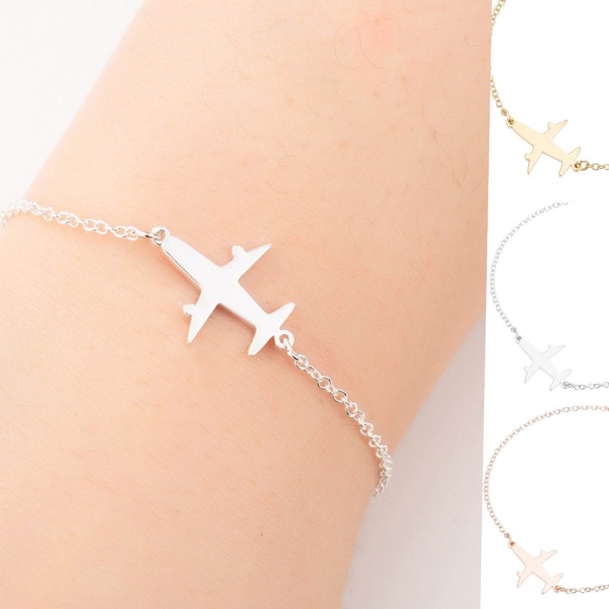 Stainless Steel Bracelets Simple Airplane Design Pendant Chains Fashion Charms Bracelet For Women Jewelry Party Gifts - Velora