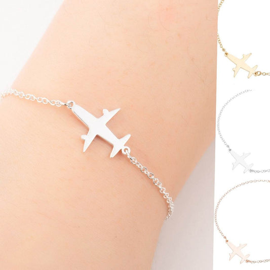 Stainless Steel Bracelets Simple Airplane Design Pendant Chains Fashion Charms Bracelet For Women Jewelry Party Gifts - Velora