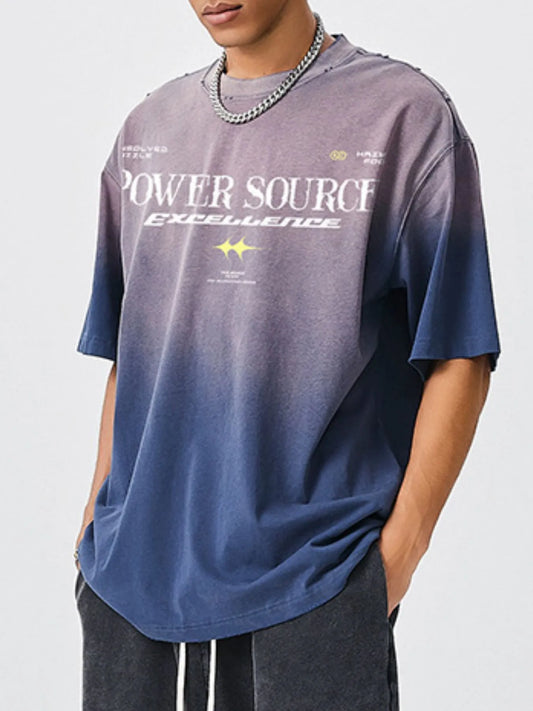 Men's Letter Graphic Round Neck Short Sleeve T-Shirt - Velora