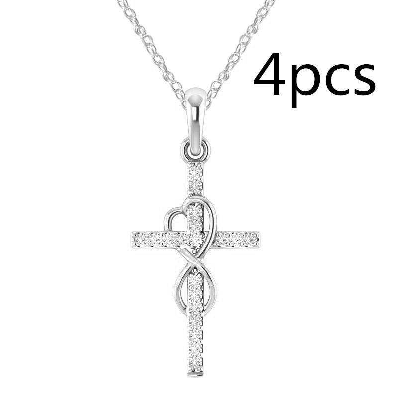 Alloy Pendant With Diamond And Eight-character Cross Necklace - Velora