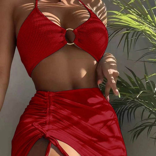 3pcs Halter Bikini Summer Fashion Personalized Three-point Beach Swimsuit For Women - Velora
