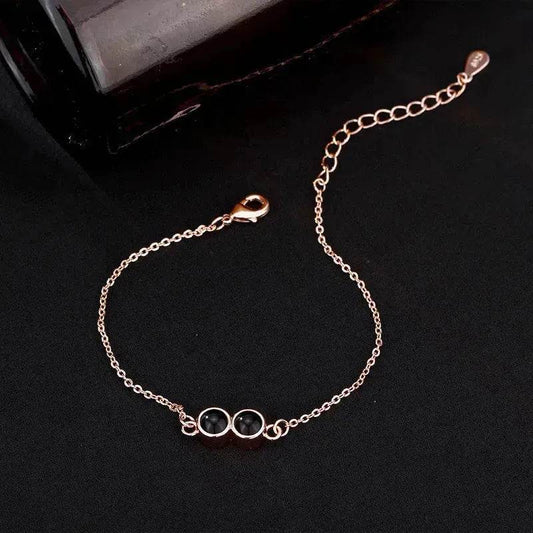 Double Bezel Setting Simple Language Bracelet - Velora