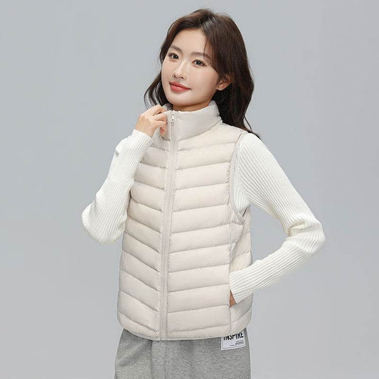 Stand Collar Outer Wear Slimming Plus Size Down Vest Vest - Velora