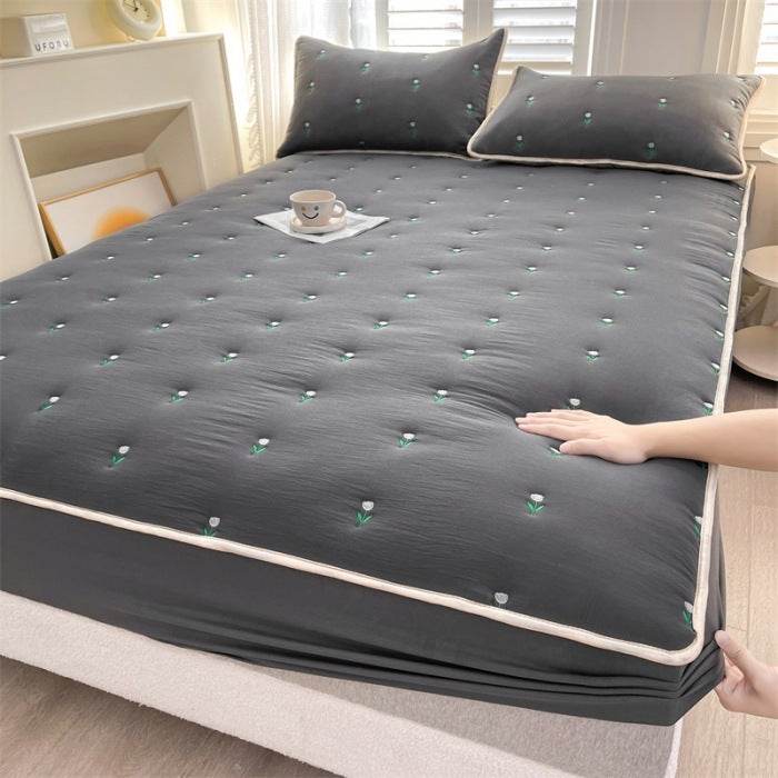 New Soybean Fiber Quilted Fitted Sheet Single Piece - Velora