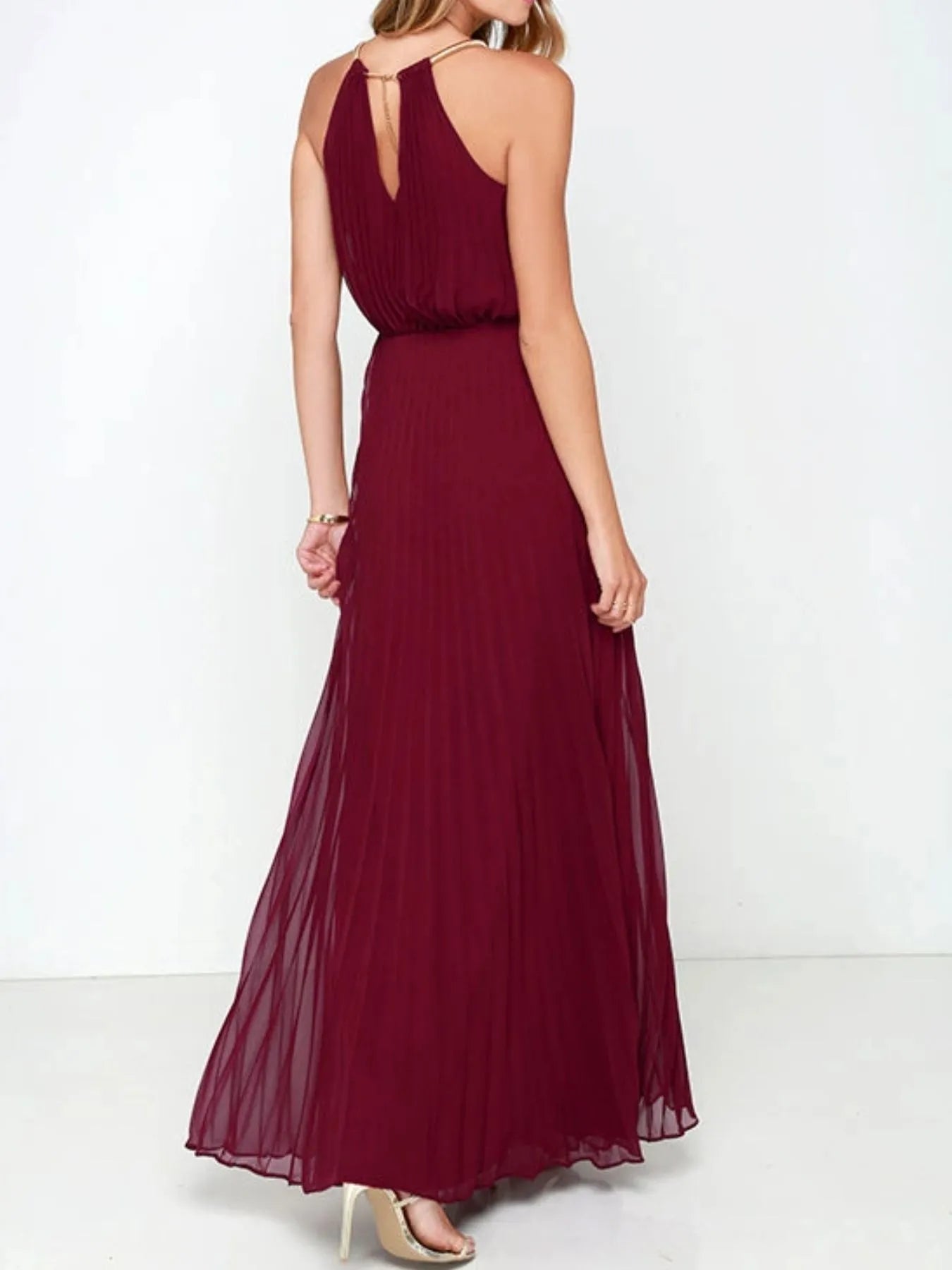 Pleated Sleeveless Maxi Tank Dress - Velora