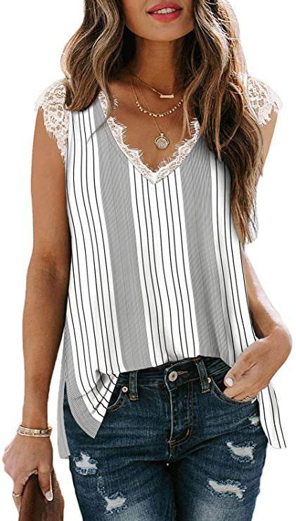 European And American New Lace Vest Loose Casual Slit T-shirt - Velora
