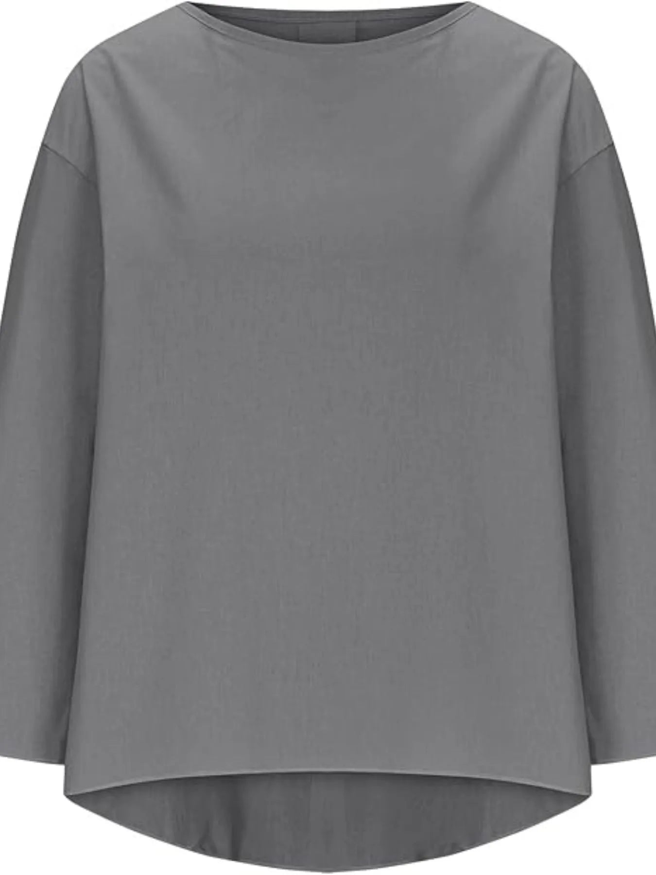 Full Size Round Neck Relaxed Fit Blouse Plus Size - Velora