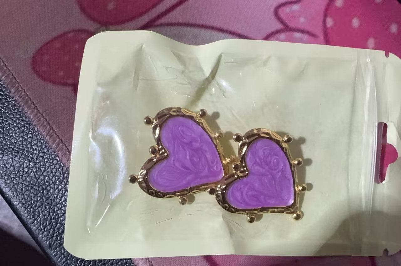 Sweet Magic Purple Love Stainless Steel Retro Fashion Ear Studs Girl Beautiful Love Jewelry Earrings For Women - Velora