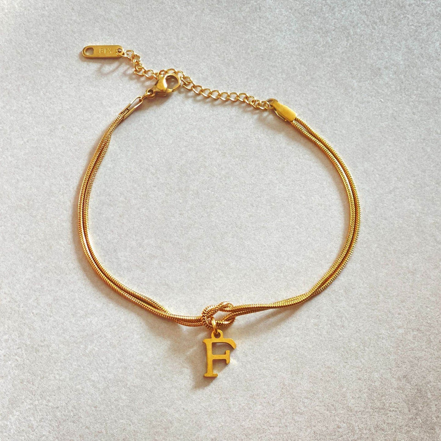 New Letter A-Z Love Knot Bracelets For Women Couple Gold Color Dainty Snake Chain Charm Bracelet Stainless Steel Jewelry Gift Valentine's Day Gifts - Velora