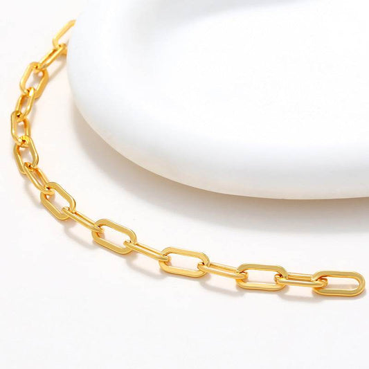 Alloy Gold-plated Oval Chain INS Cold Style Simple Golden Chain European And American Bracelets - Velora