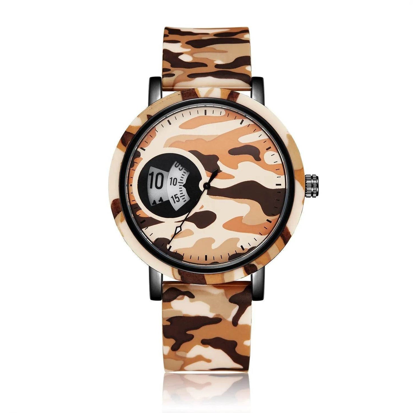 Camouflage Watch Student Sports Double Display Fashion Silicone Strap - Velora