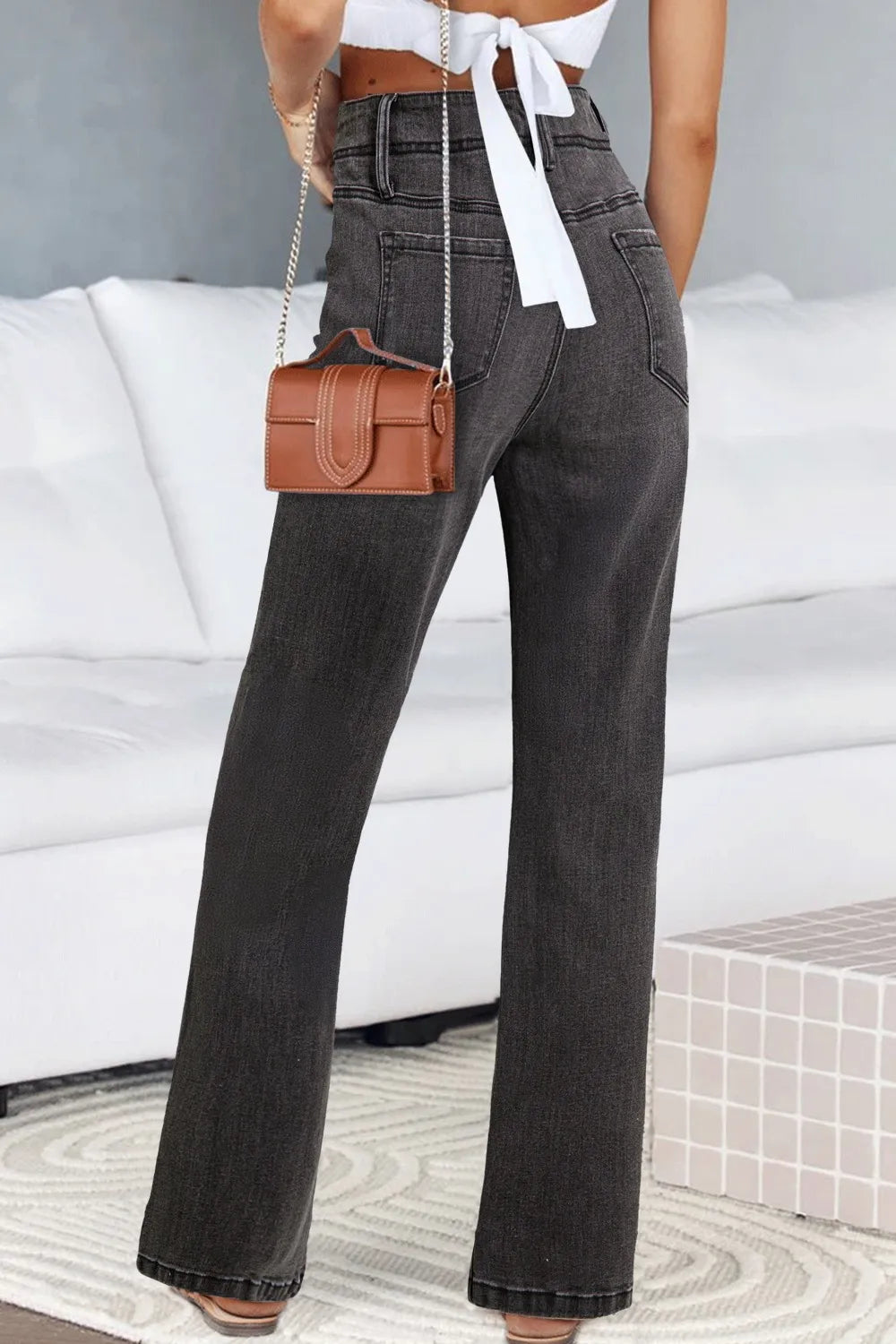 High-Waisted Wide-Leg Vintage Wash Jeans - Velora
