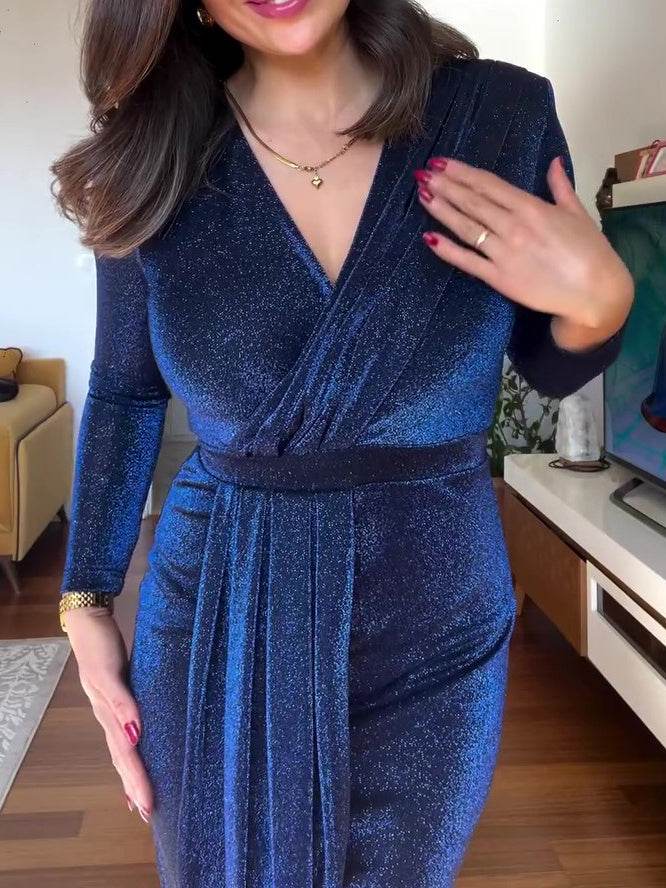 Elegant Sparkling Long-sleeve Badycon Dress - Velora