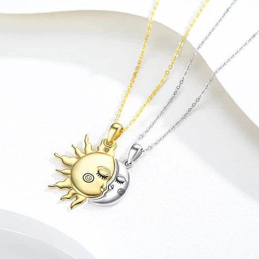 18K Golden Magnetic Sun Star Necklace Fashion Personality Couple Pendant Necklace Valentine's Day Gift - Velora
