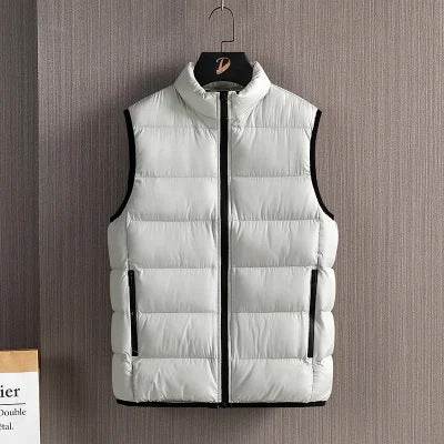 Men's Fashionable Handsome Warm Solid Color Cotton Vest Stand Collar - Velora