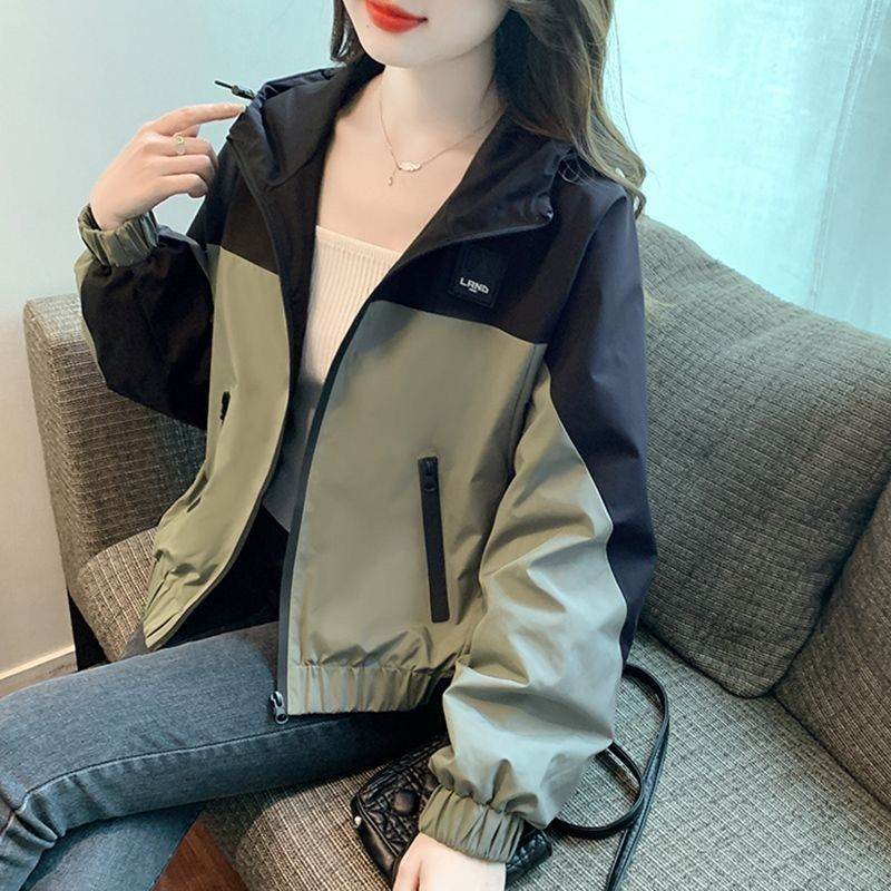 Color Contrast Patchwork Outdoor Jacket Coat Leisure Mountain Climbing Short - Velora