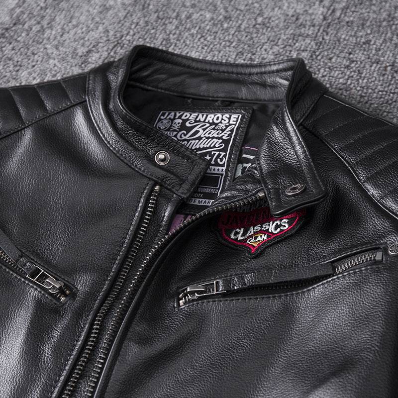 Men's Stand Collar Motorcycle Clothing Jacket Coat - Velora