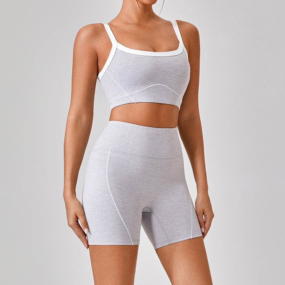 Outdoor Sports Yoga Suits Women's Spaghetti Strap Contrast Color Fitness Set Outfits - Velora