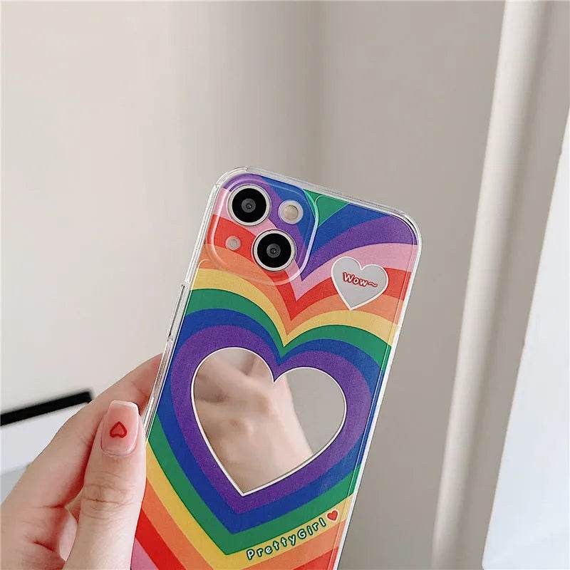 Rainbow Love Mirror Silicone Phone Case - Velora