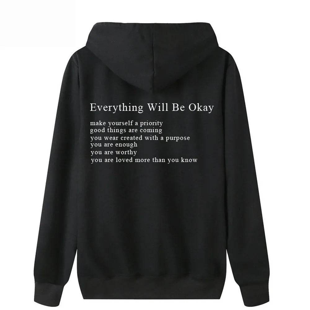 Everything Will Be Okay Loose Casual Men's And Women's Korean Version Loose Round Neck Top - Velora