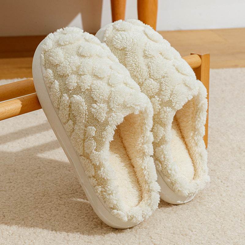 Home Fuzzy Slipper Unisex Cartoon Winter Plush Slipper Anti-Skid Soft Soled Cotton Shoes Comfy Outdoor Couple Slippers - Velora
