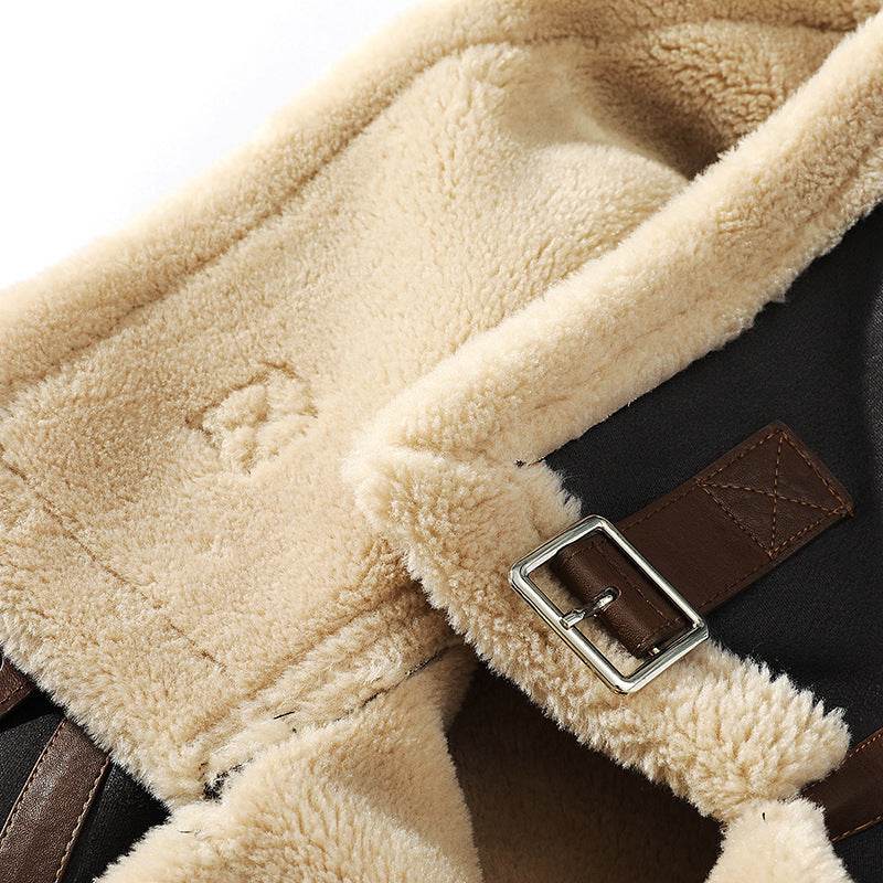 Plus Size Casual Polo Collar Fleece-lined Thickened Fur Jacket - Velora