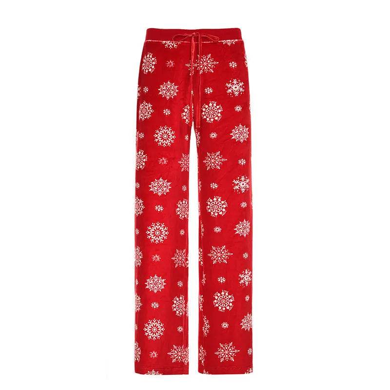 Snowflake Casual Straight Leg trouser Pants For Women