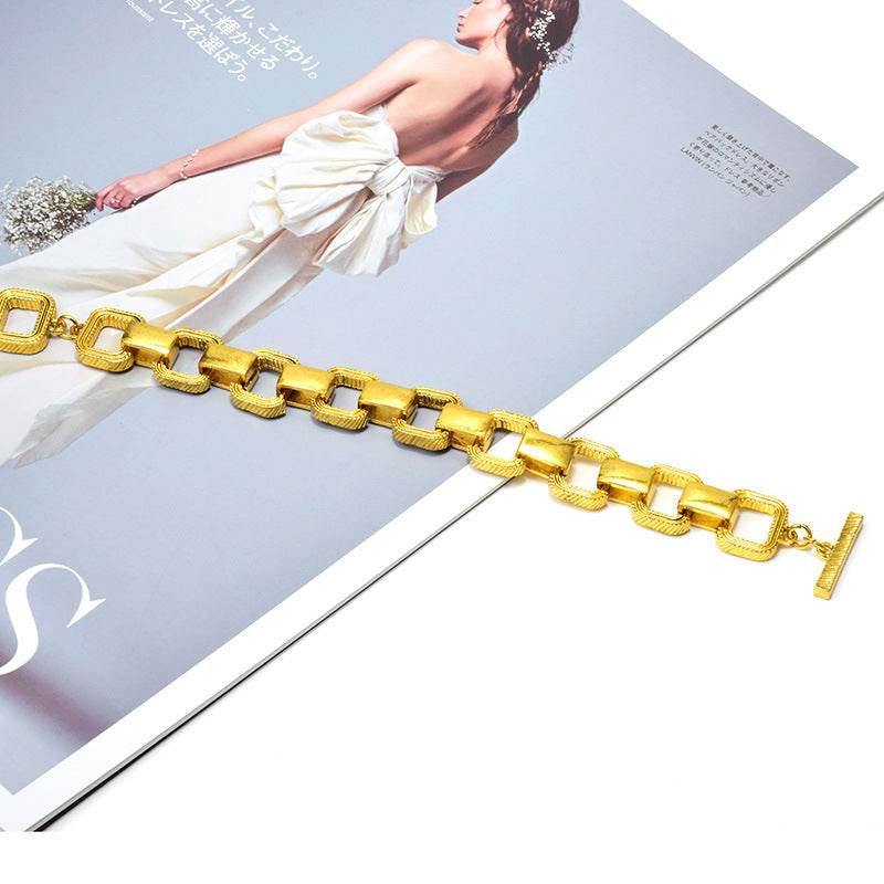 Gold Metal Buckle Bracelet For Women - Velora