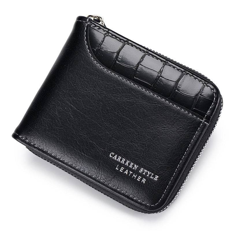 Men's Short Wallet Stitching Stone Pattern Large Capacity Tri-fold Bag - Velora