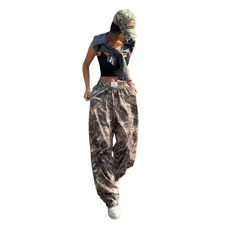 Slimming Casual Pants Hip Hop Retro Street Multi-pocket Camouflage Cargo Pants For Women Y2k Hip-hop Cargo Grunge Baggy Trousers - Velora
