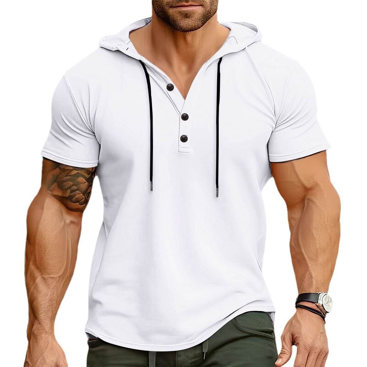 Men's Sports Fitness Hooded Short-sleeved T-shirt - Velora