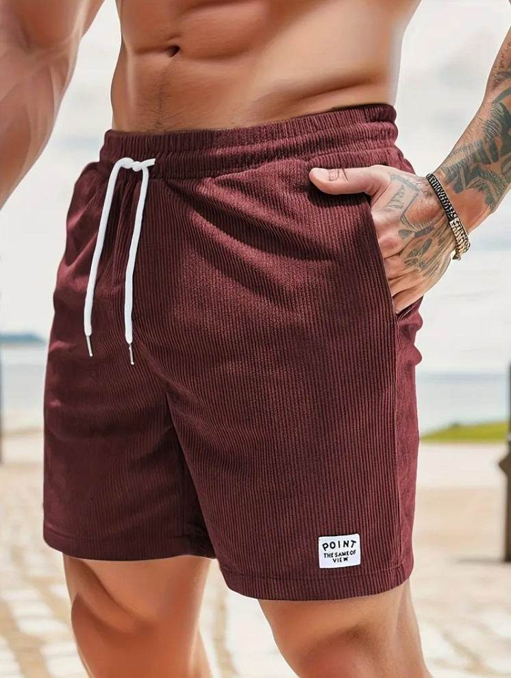Lace-up Drawstring Shorts Summer Corduroy Sports Short Pants Mens Clothing - Velora