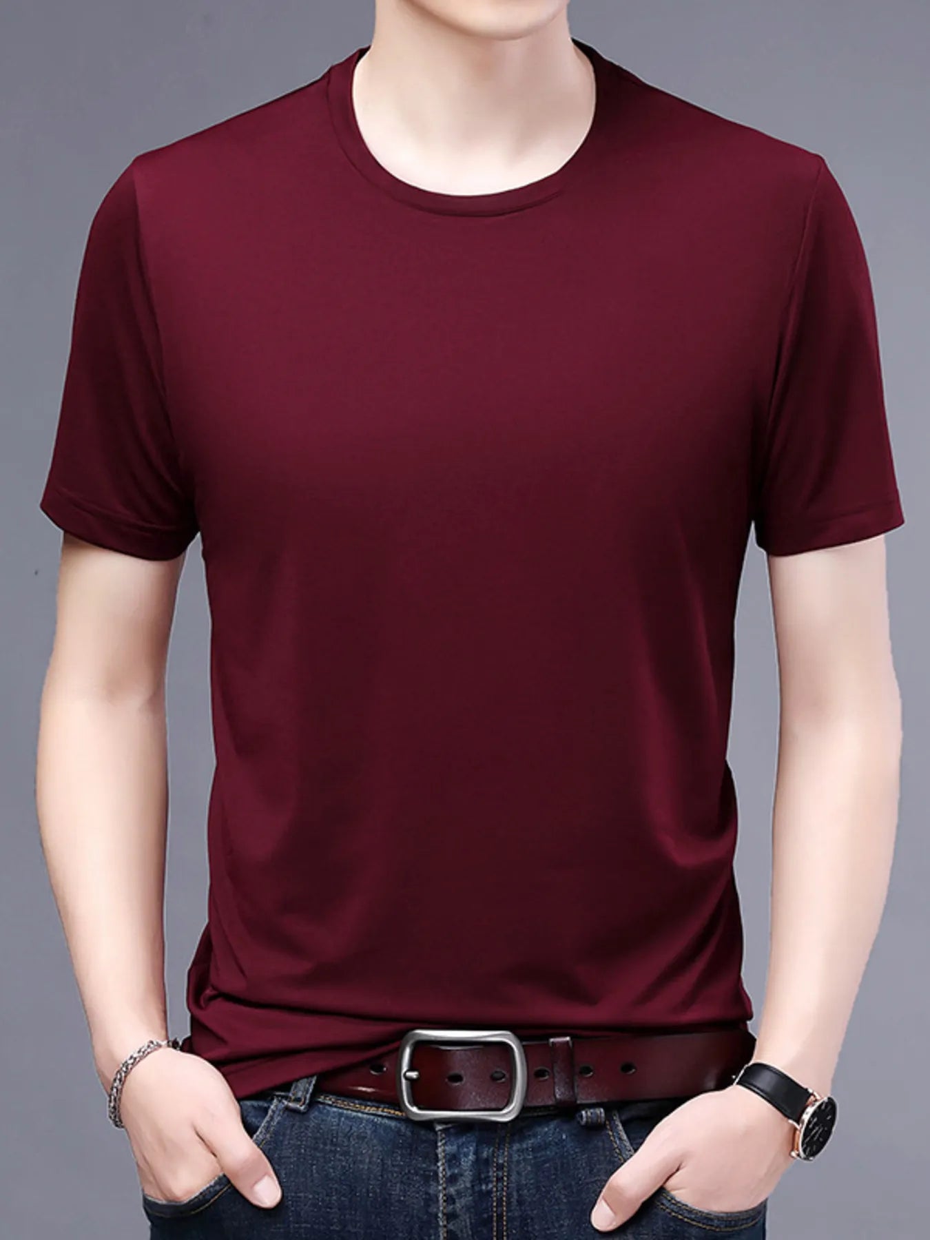 Men's Plus Size Classic Crew Neck Basic T-Shirt - Velora