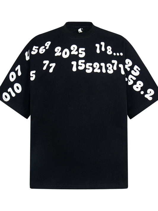 Men's Number Print Short Sleeve Oversized T-Shirt - Velora